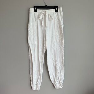 Aerie White Linen Joggers
